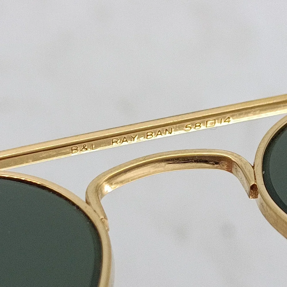 Vintage B&L Ray-Ban Aviator 58-14 Gold G-15 Green Lenses Sunglasses USA 93